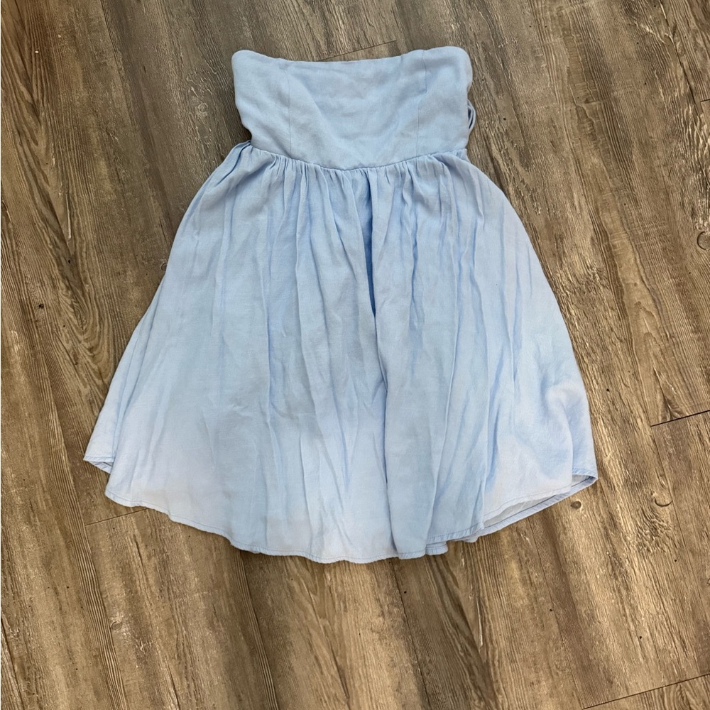 American Threads Light Blue Strapless Dress